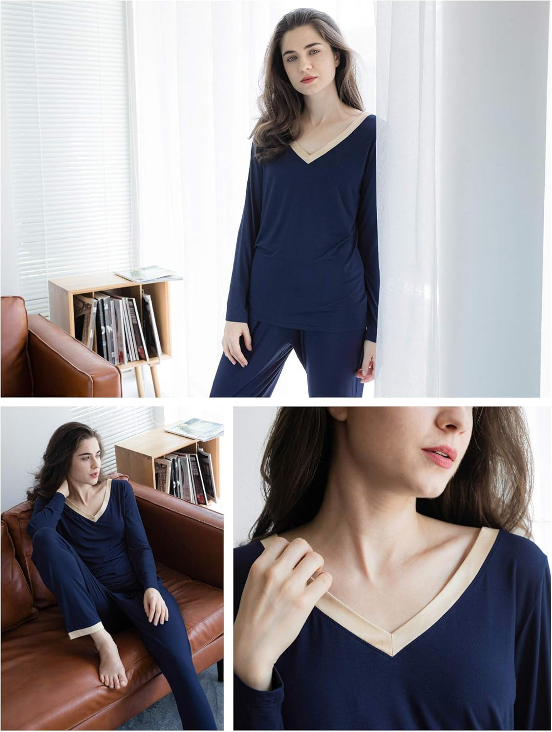 Bamboo Viscose Women's Pajama Sets - Ultra Soft Long Sleeve Sleepwear for Winter, Sizes S-4X
